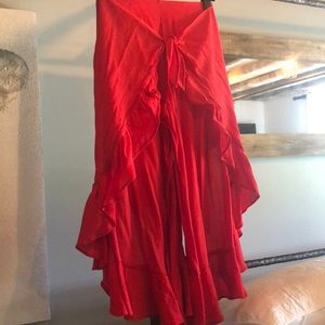 Anthropology red flowy pants!